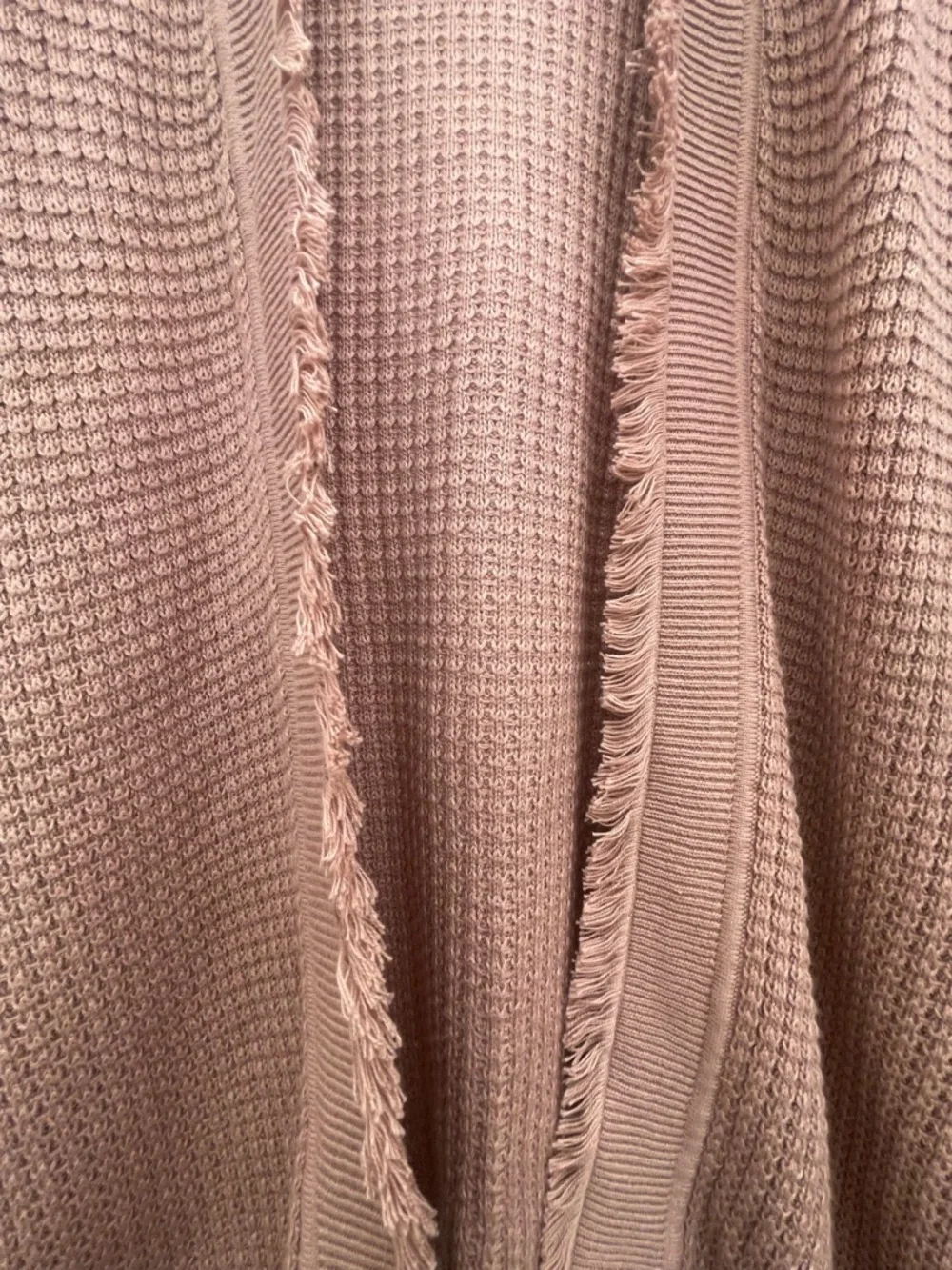J. Jill Brown Fringe-Trim Waffle Knit Sleeveless Open Front Cotton Cardigan Sz M - Picture 11 of 11